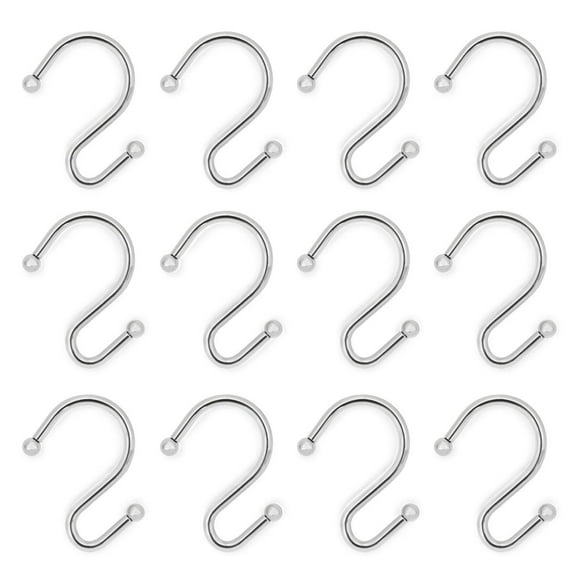Mainstays S-Shaped Decorative Shower Curtain Hooks, Assorted Finishes, Set of 12