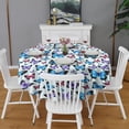 thumbnail image 2 of Lightblue Butterfly Pattern Round Tablecloth 60"x60",Wrinkle Wipeable Table Cloth for Kitchen Dining Room Picnic Patio Party, 2 of 6