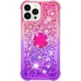 thumbnail image 2 of Cute Clear Case for iPhone 14 Pro Max with Ring Kickstand, Bling Gradient Quicksand Glitter Flowing Liquid Floating Case Cover for iPhone 14 Pro Max JB Pink Mauve, 2 of 14