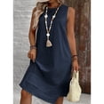 thumbnail image 2 of AURA Womens Plus Size Sleeveless Solid Color Maxi Dress Casual Round Neck A Line Summer Elegant Bigsize Dress, 2 of 6