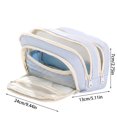 thumbnail image 2 of Multi Compartment Pouch Portable Zipper Case With Mesh Pockets For Stationery Makeup Travel Organizer,Blue-21Cm, 2 of 4