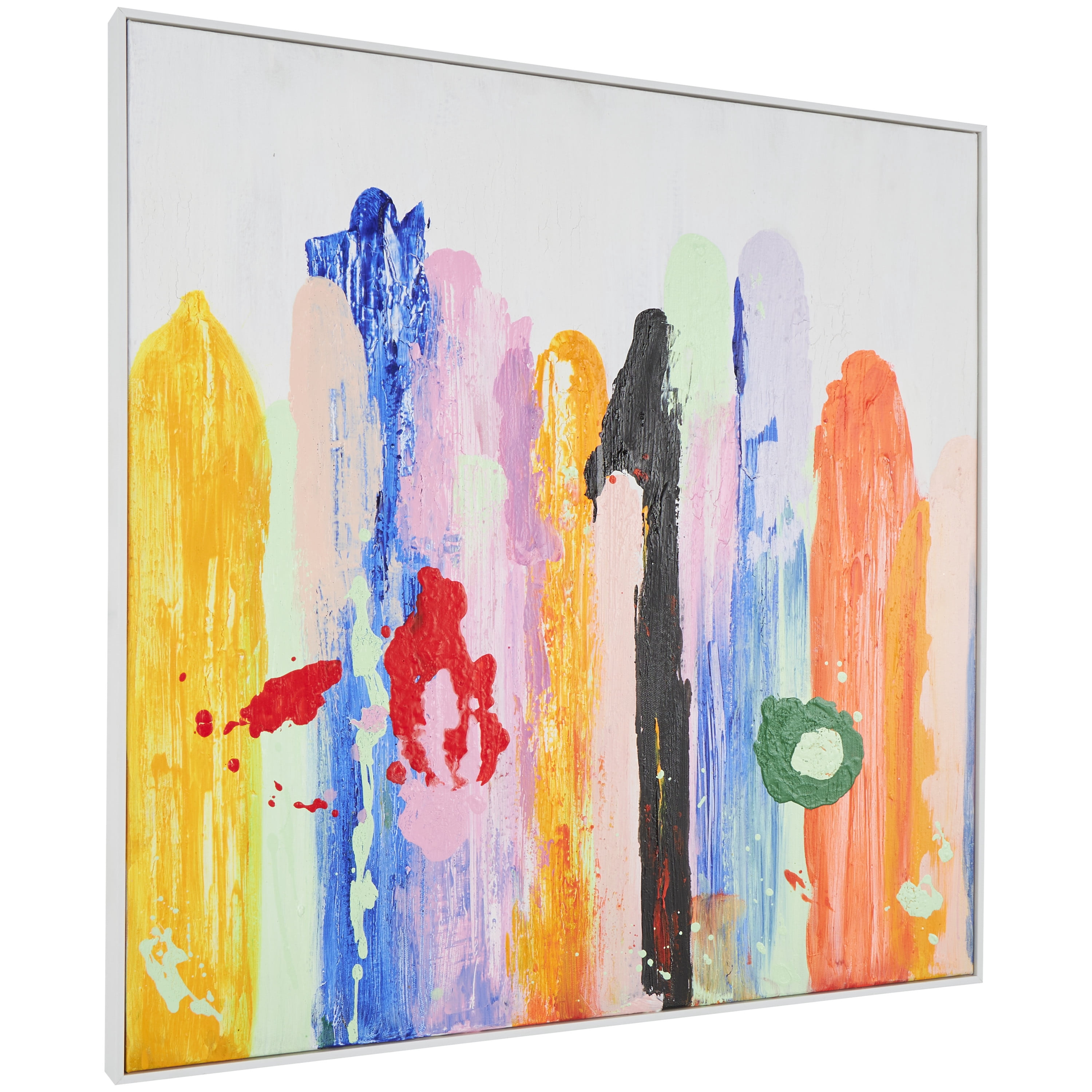 32" x 32" Paint Stroke Unframed Abstract Wall Art with White Frame, by DecMode