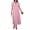 Blush Pink, variant on Women's V-Neck Puff Short Sleeve Midi Dress with Buttoned Ruched Slit and Lined Sheer Overlay 100% Polyester Fabric