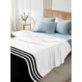 thumbnail image 4 of Full Size Flat Sheet Only, Black White Striped Soft Brushed Microfiber Bed Sheets, Modern Abstract Art Aesthetics Hotel Quality Breathable Bedding Top Sheet, Easy Care, 81"x96", 4 of 9