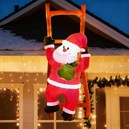 Joyfy 6 FT Christmas Inflatables Santa Outdoor Decorations,Climbing Santa Christmas Blow Ups Yard Christmas with Built-in LEDs for Holiday Party Garden Lawn Decor