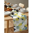 thumbnail image 6 of Table Runner Dresser Scarves 48 Inch Long, Mid Century Geometric Splicing Art Linen Dining Table Runners Circle Square with Stripe Dot Tabletop Scarf for Wedding Holiday Party Kitchen, 6 of 7