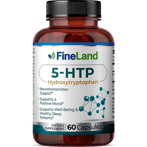 Fineland Vitamins 5-HTP Stress and Anxiety Support Vegan Capsules 60 Count