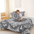 thumbnail image 4 of Homewish Halloween Skull Skeleton Queen Comforter Set,Spider Web Goth Damask Comforter Sets Queen,Gray White,Light Gray Reversible,3-Piece,1 Comforter and 2 Pillowcases, 4 of 7
