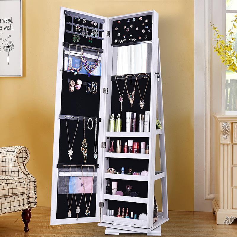 Winado Jewelry 360 Rotating, Lockable Standing Wall Jewelry Armoire with Full Length