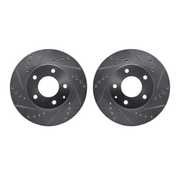 Dynamic Friction Company Front Brake Rotors-Drilled and Slotted-Silver 7002-80036