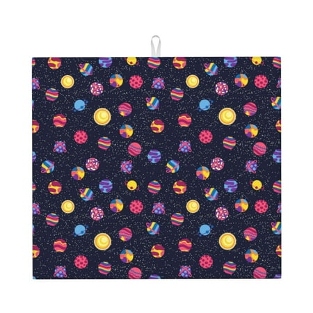 

Vsdgher Planets Print Dish Drying Mat Kitchen Counter Mat Dish Drying Pad for Dishes Utensils Pots and Pans 16 x 18