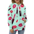 thumbnail image 4 of Lipstick Pattern Background 3D Print Hoodie Men Women Autumn Thin Pullover Sweatshirt Vintage Streetwear Tops, 4 of 6