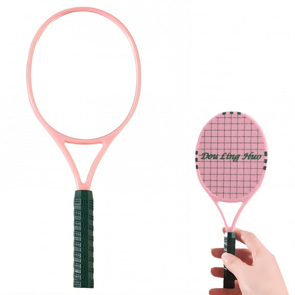 RAGUPEL Hand Mirrors with Handle,Hand Mirror with Oval Glass 9.1"*3.7"*0.8" Hand Held Mirrors with Handle,Tennis Racket Pattern Hand Mirrors with Handle,Pink