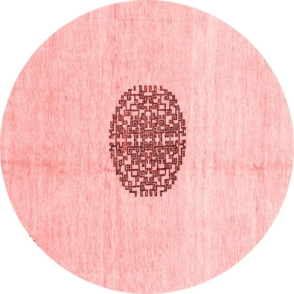 Ahgly Company Machine Washable Indoor Round Abstract Red Modern Area Rugs, 3' Round