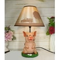 thumbnail image 7 of Rustic Farm Country Pink Babe Piglet Muddy Pig Desktop Table Lamp With Shade, 7 of 7