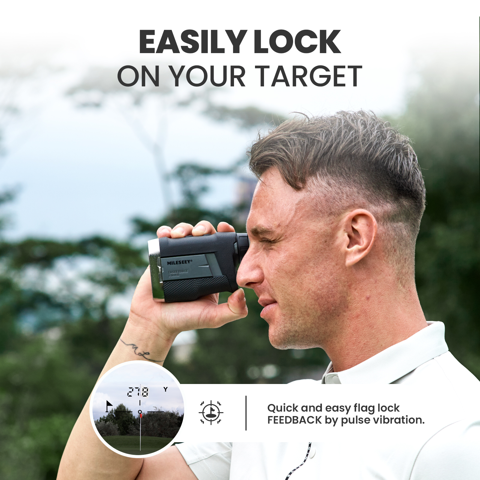 MILESEEY PF260 Golf Rangefinder with Slope, Removable Battery Power, 1100 yd Rechargeable Laser Range Finder Golf Magnetic, ±0.4 yd Accuracy, Flag Lock Vibration, Golf Accessories for Men