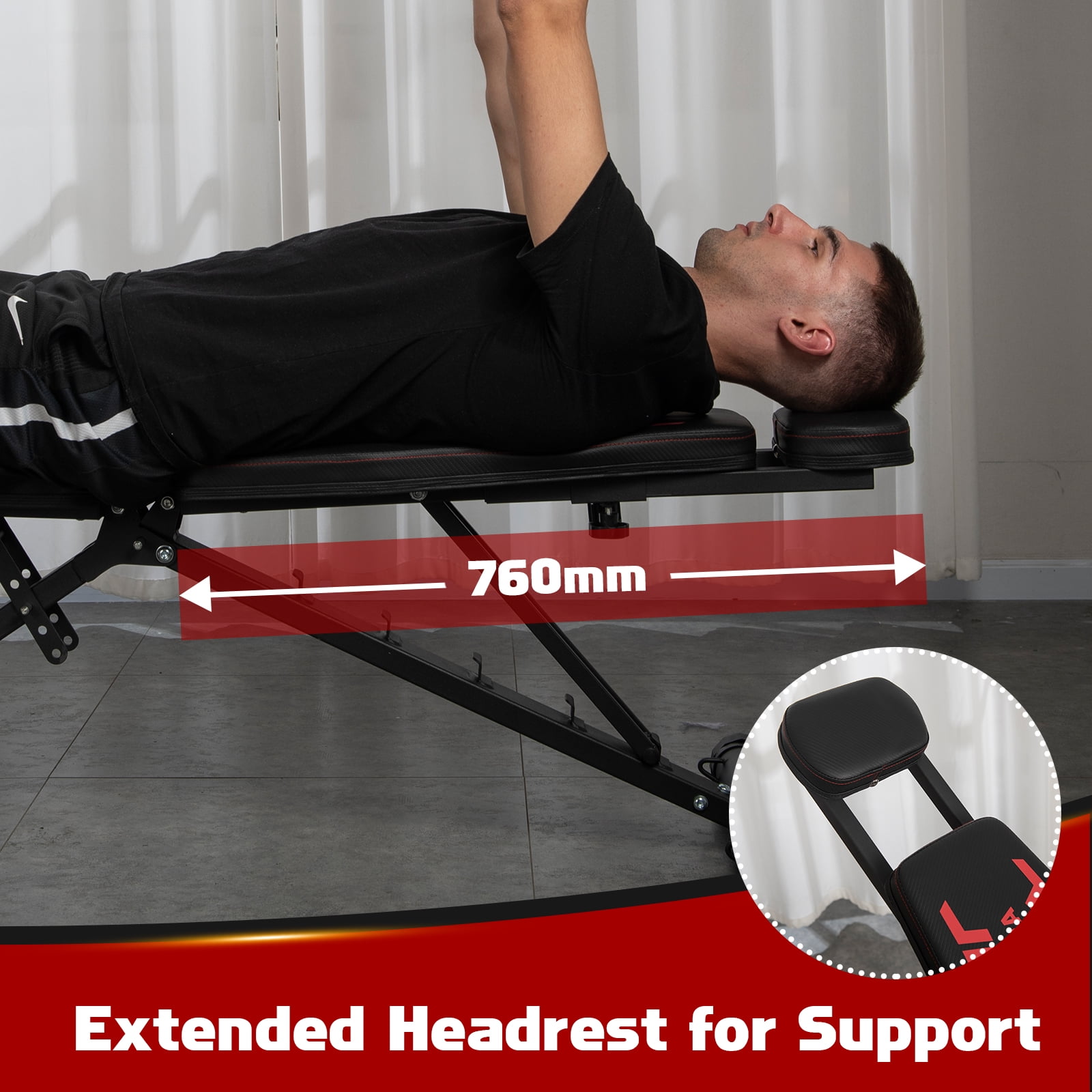 GLFERA Adjustable Weight Bench,660LBS Foldable Olympic Workout Bench for Home Gym with Extendable Head Rest