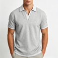 thumbnail image 2 of IhhxPro Men's V-Neck Collared Shirt Stretchable Contrast Stripe Tee Casual Golf Workout Athletic Slim Fit Breathable Short Sleeve M-3XL, 2 of 9