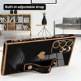 thumbnail image 4 of Designed for Samsung Galaxy S22 Ultra Case with Strap Luxury Love Heart Plating Gold Bumper Phone Cover Wristband Kickstand Full Body Protective Slim Case for Women - Black, 4 of 5