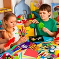 thumbnail image 3 of Belanttega 800Pcs DIY Art Craft Kit Creative Pompoms Pipe Cleaners Feathers Wiggle Googly Eyes Sequins Buttons Sticks School Project Sewing Handicraft Accessories Set, 3 of 6