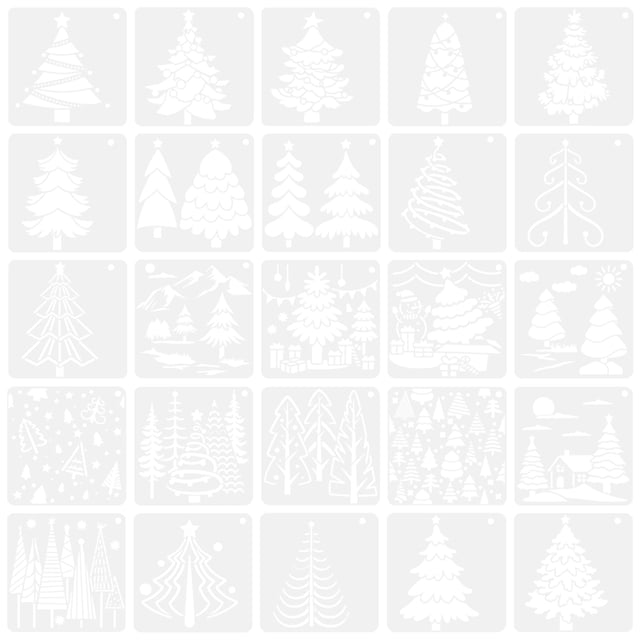 25Pcs Christmas Element Stencils Xmas Pattern Stencil Decorative Spray Stencil Graffiti Stencil