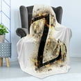 thumbnail image 4 of Letter Z Soft Flannel Fleece Blanket, Alphabet Character Capital Z in Burning Medieval Gothic Surrounded Artwork, Cozy Plush for Indoor and Outdoor Use, 60" x 80", Orange Black Tan, by Ambesonne, 4 of 5