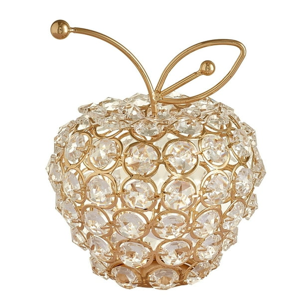 Adorno de fruta con incrustaciones de cristal, centro de mesa para el hogar u oficina, ideal como regalo. manzana