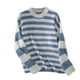thumbnail image 4 of Lenpel Sweaters for Women Long Sleeve Crew Neck Color Block Knitted Pullover Tops Fall Winter Trendy Sweater, 4 of 4