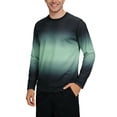 thumbnail image 3 of Mens Long Sleeve T Shirts Gradient Crewneck Lightweight Running Activewear Tops Green L, 3 of 6