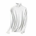 thumbnail image 2 of YueHuiYing Women's Turtleneck Sweater Chunky Long Sleeve Knitted Pullover High Low Hem Trendy Fall Winter Basic Jumper Top, 2 of 7