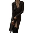 thumbnail image 2 of Women'S Wool Blend Side Slit Sweater Dresses Fall Business Casual Outfits Black L, 2 of 9