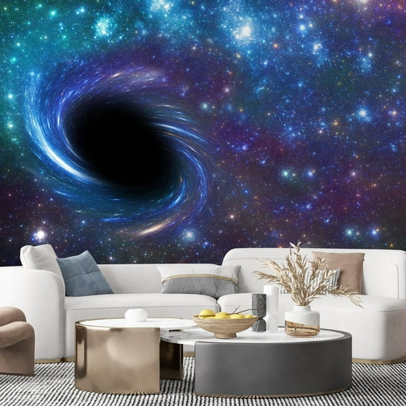 Idea4wall 5pcs Wormhole In Space Stick Wallpaper Removable Wall Murals Large Wall Stickers for Home Decoration, 108"x120"