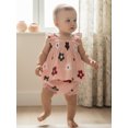 thumbnail image 5 of BemeyourBBs Toddler Baby Girl Summer Clothes Infant Baby Girl Cotton Smocked Outfit Solid Floral Flying Sleeve Ruffle Tank Tops and Shorts Set Little Girls 2 Piece Summer Outfit, 5 of 9