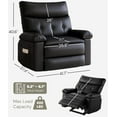 thumbnail image 2 of Oversized Wide Recliner Chair - Heat and Massage, PU Leather Extra Wide Manual Recliner for Adults, Large Lazy Chair with 1.5X Sponge Comfort Arm and Back for Living Room, Bedroom, 2 of 5