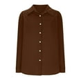 thumbnail image 5 of ZyeKqe ZyeKqe Women Cotton Linen Long Sleeve Shirts Button down Oversized Dressy Shirts V Neck Business Office Work Tops Blouses, 5 of 9