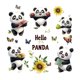 thumbnail image 2 of Adhesivos de pared con dibujos animados de panda con girasoles, 40 x 60 cm, PVC, 2 of 3