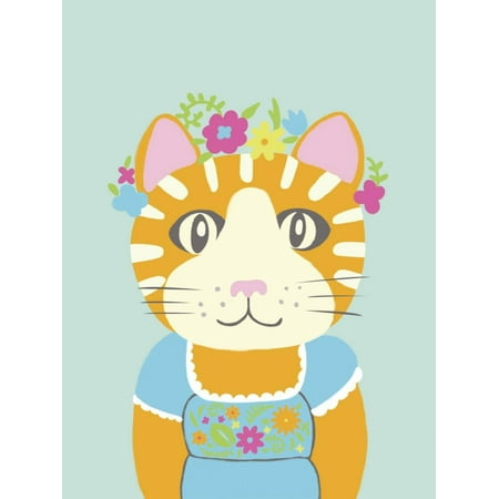 Whimsical Fun Folk Art - Fancy Animals II Whimsical Folk Animal Cat Portrait Nursery Kids Room Decor Print Wall Art By Chariklia Zarris