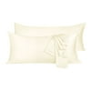 Unique Bargains 2 Pack Silky Satin Body Pillow Cases Cream 21" x 54"