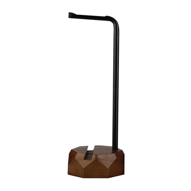 Universal Headset Holder Wooden Headph Stand Display Hanger Minimalist Style Dark Color