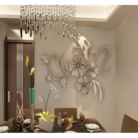 3D DIY Retro Removable Mirror Flower Wall  Sticker 