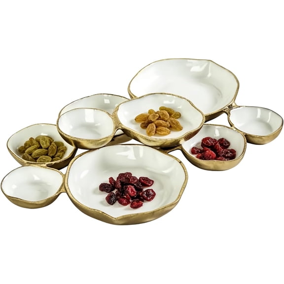 Serving Bowls - Nine-Grid Dessert Plate, Charcuterie Tray with Elegant Compartment Design, Multi-Section Snack Organizer for Nuts Chips Fruit Candy Meals Appetizers Dining Room Parties