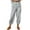 Gray, variant on Wdfiry Women Summer Pull On Pants Casual Loose Cotton And Linen Printed High Waist Beach Trousers Tapered Pants with Pockets