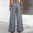 thumbnail image 6 of Maqroz Palazzo Pants for Women Dressy Plus Size Teacher Outfits Cotton Linen Summer Boho Wide Leg Drawsting High Waist Casual Lounge Pant 2026 Beach Travel Vacation Outfits Gray L, 6 of 7