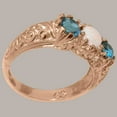 thumbnail image 3 of LBG British Made 10k Rose Gold Natural Opal & London Blue Topaz Womens Statement Ring - 33 size options - Size 10.5, 3 of 7