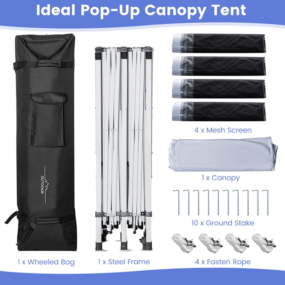Aimee Lii 10 x 20 Feet Pop up Canopy Tent with Removable Sidewalls for Party, Retractable Outdoor Patio Awnings, White