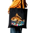 thumbnail image 5 of GOSMITH Woman Shopping Bag Bunny Trout Fish Easter Hunting Eggs Basket Colorful Rainbow Canvas Tote Bag 14.1x15.7in, 5 of 6
