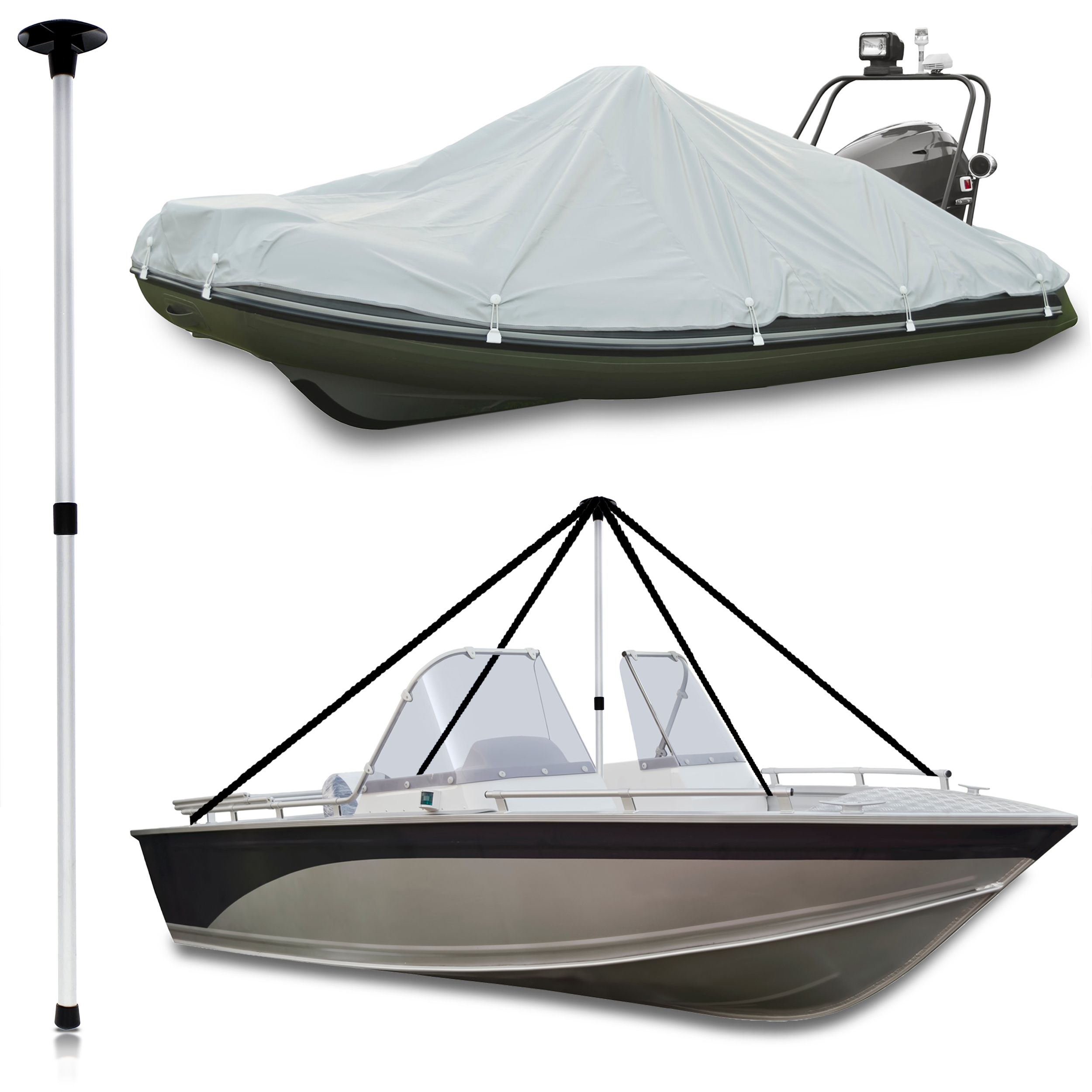 Adjustable Boat Cover Support Pole – 3 Hole Topper, 3.5" Wide X 1.5" High, 3/4" Hole Size – Unbranded
