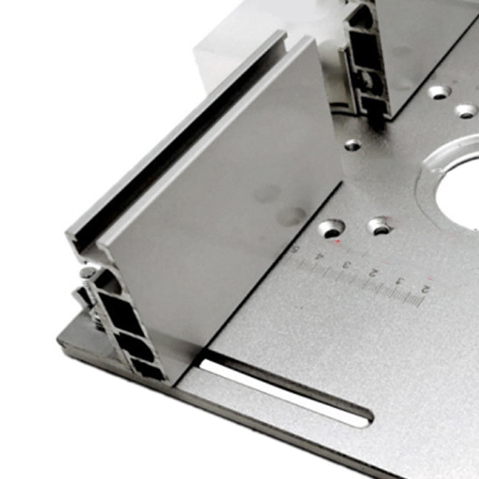 LAZIOEGR 2‑in‑1 Router Table Insert Plate – Dual 85x85mm/70x60mm Mounting, Aluminum Alloy, 180° Rotatable Ruler, Adjustable Fence, Smooth Surface, CNC‑Machined Scale