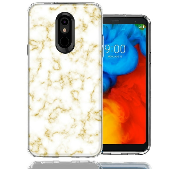MUNDAZE For LG Stylo 4 Gold Marble Design Double Layer Phone Case Cover
