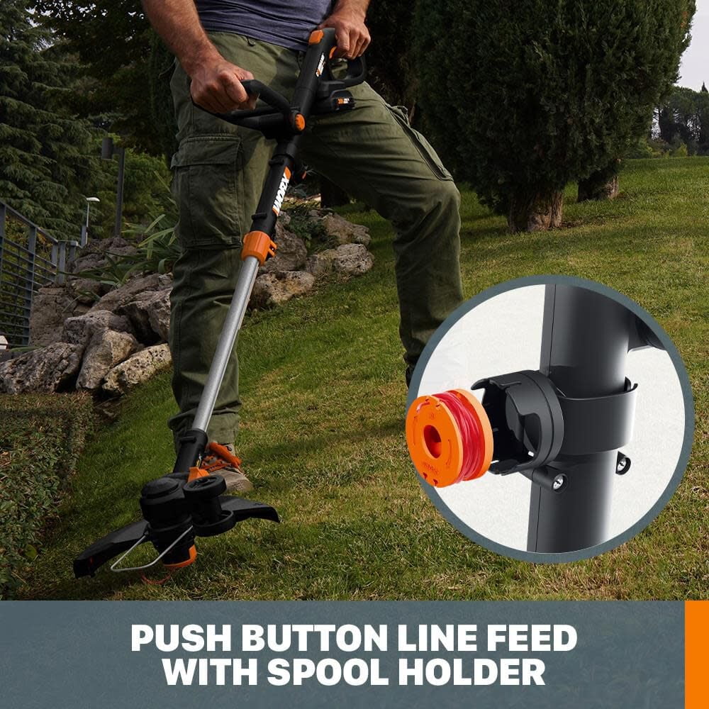 Worx WG170.9 20V PowerShare Cordless 12" Grass and Weed String Trimmer and Edger (Tool Only)